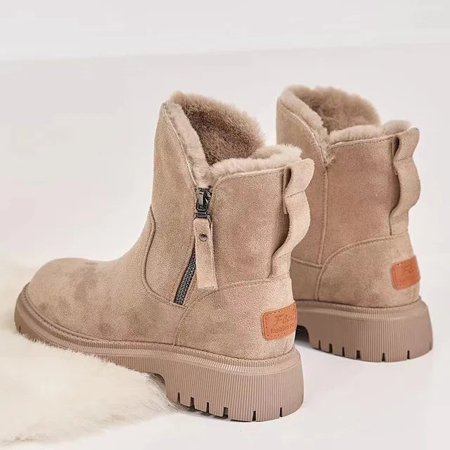 Lisslune | Warm Ladies Winter Boots – Mid-Calf Boots with Fur Lining and Non-Slip Sole