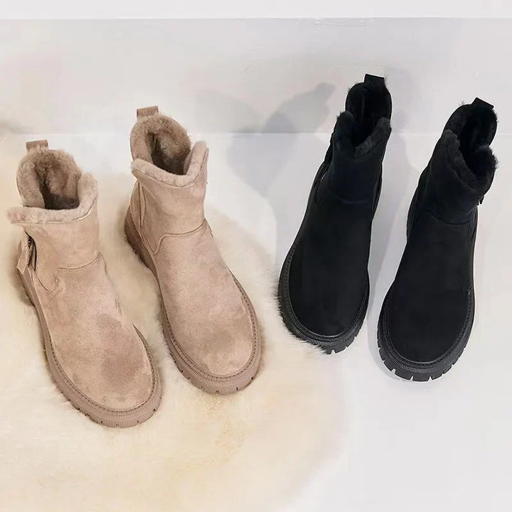Lisslune | Warm Ladies Winter Boots – Mid-Calf Boots with Fur Lining and Non-Slip Sole