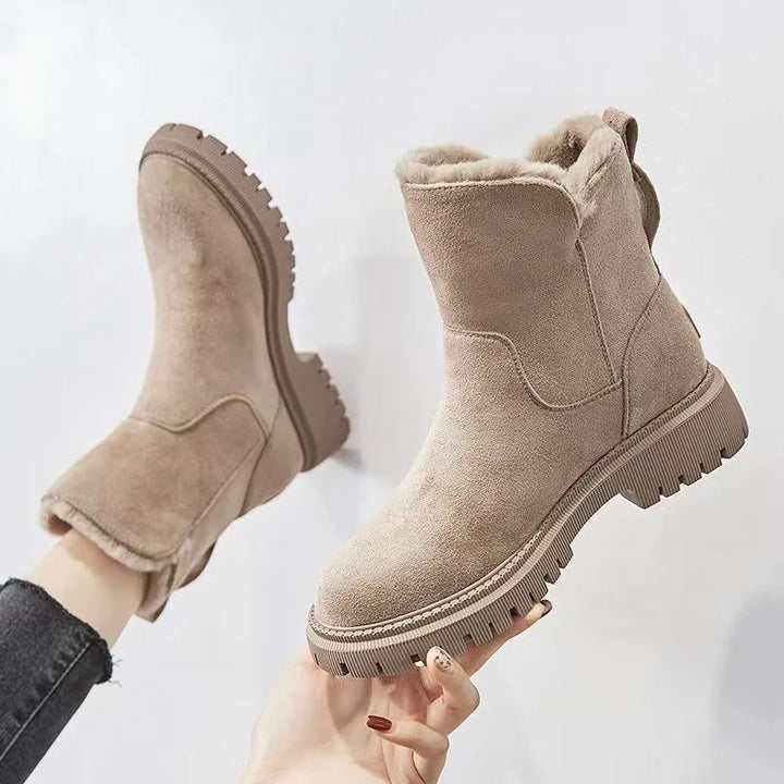 Lisslune | Warm Ladies Winter Boots – Mid-Calf Boots with Fur Lining and Non-Slip Sole