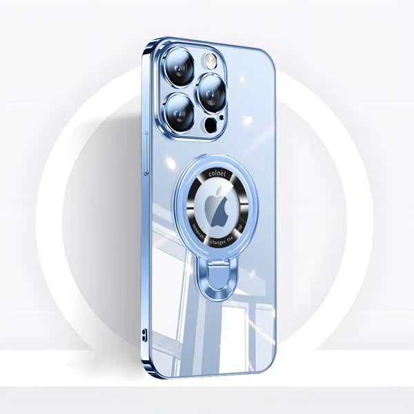 Lisslune | iPhone MagSafe Series | Transparent electroplated rotating stand phone case