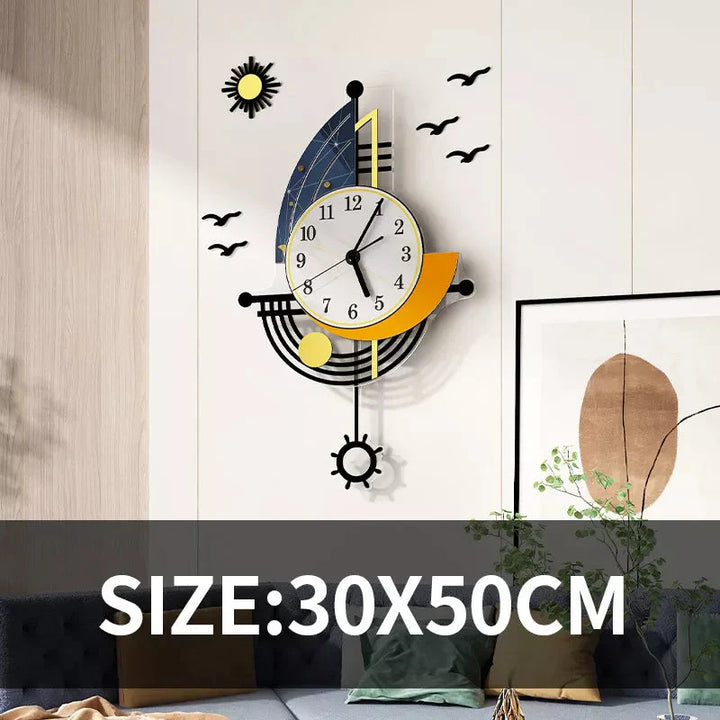Lisslune | Decorative Wall Clock Navigation Sailboat Creative Design Clock Indoor Clock Decoration Living Room Background Wall Decor
