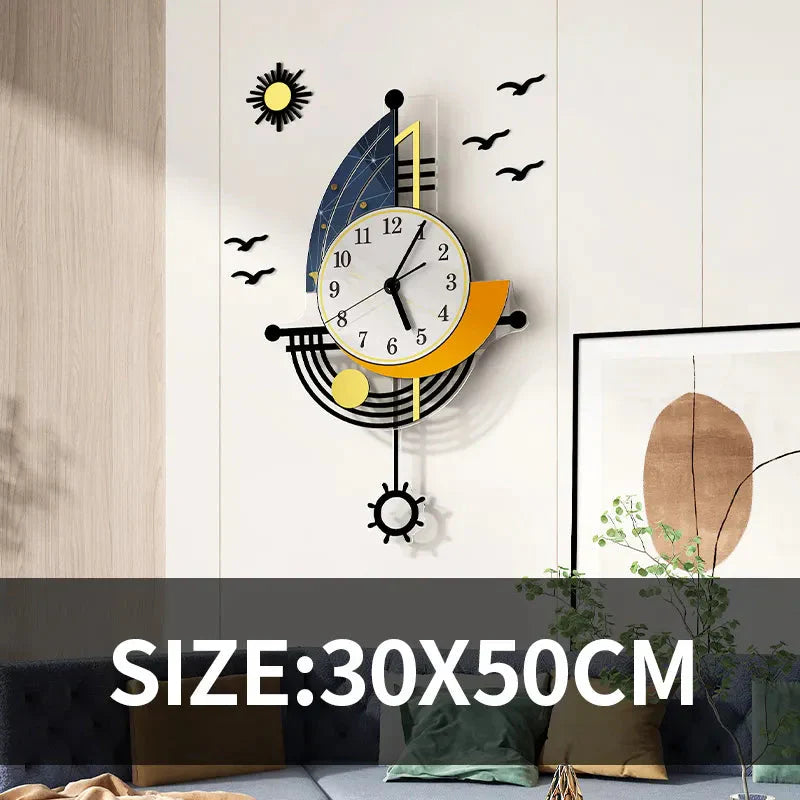 Lisslune | Decorative Wall Clock Navigation Sailboat Creative Design Clock Indoor Clock Decoration Living Room Background Wall Decor