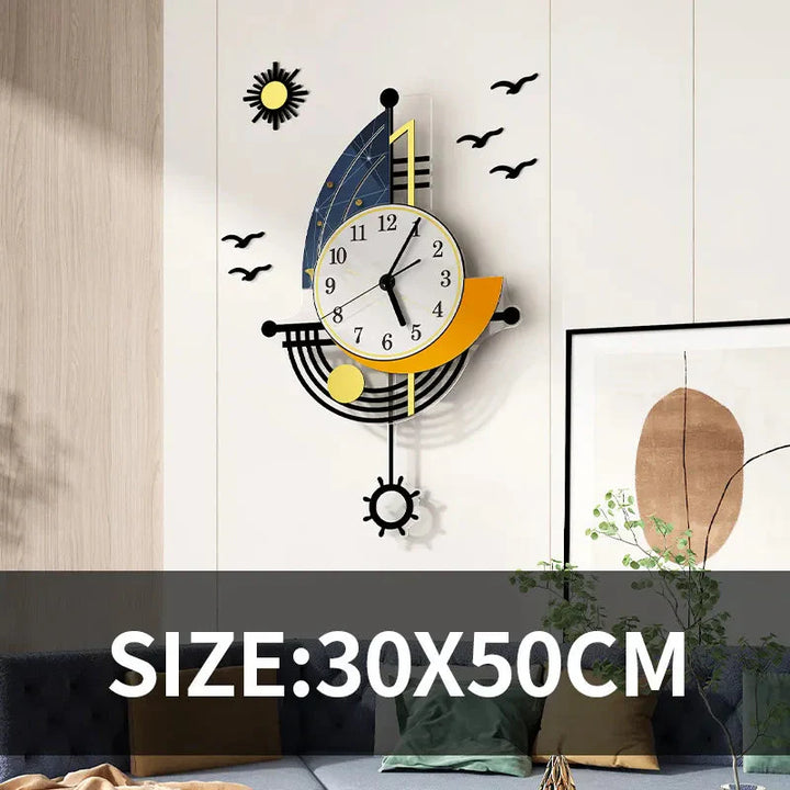Lisslune | Decorative Wall Clock Navigation Sailboat Creative Design Clock Indoor Clock Decoration Living Room Background Wall Decor