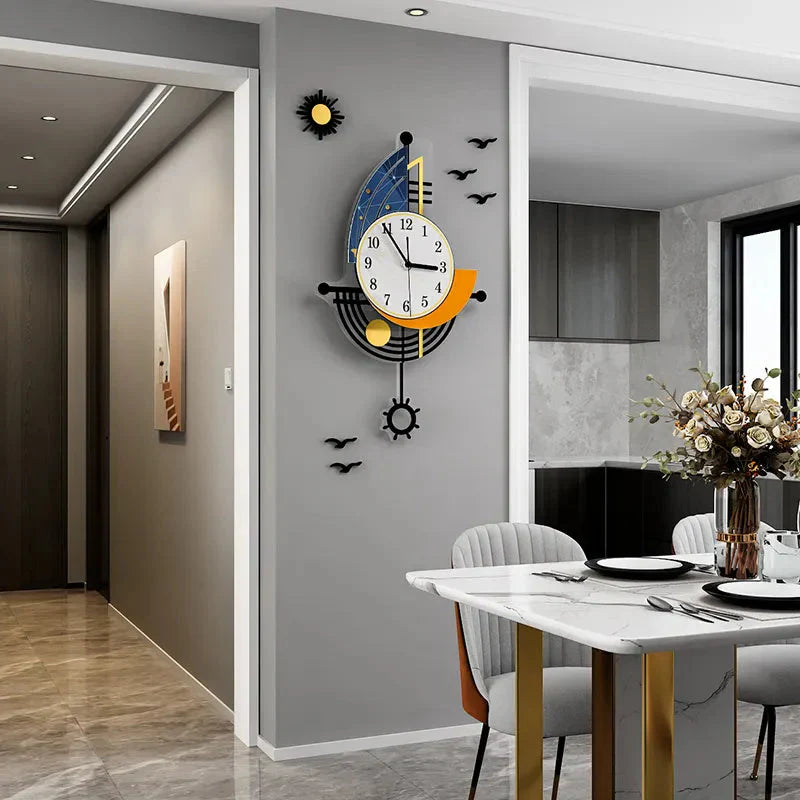 Lisslune | Decorative Wall Clock Navigation Sailboat Creative Design Clock Indoor Clock Decoration Living Room Background Wall Decor