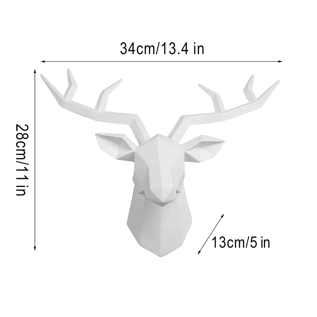 Lisslune | Deer Head Sculpture Animal Statue Figures Wall Hanging Creative Moose Art Antlers Statuette for Office Decor Wall Mounting