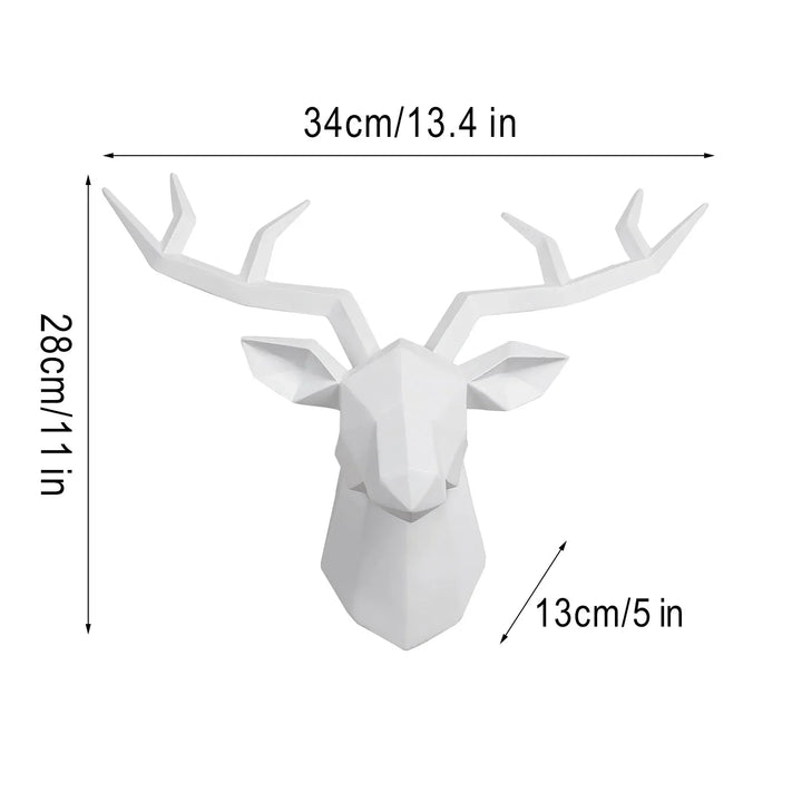 Lisslune | Deer Head Sculpture Animal Statue Figures Wall Hanging Creative Moose Art Antlers Statuette for Office Decor Wall Mounting