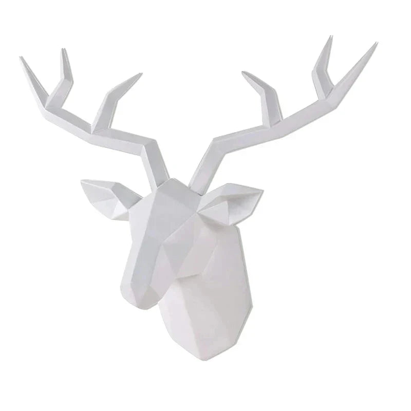 Lisslune | Deer Head Sculpture Animal Statue Figures Wall Hanging Creative Moose Art Antlers Statuette for Office Decor Wall Mounting