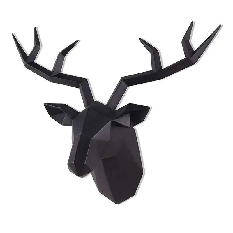 Lisslune | Deer Head Sculpture Animal Statue Figures Wall Hanging Creative Moose Art Antlers Statuette for Office Decor Wall Mounting