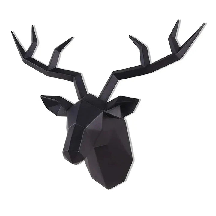 Lisslune | Deer Head Sculpture Animal Statue Figures Wall Hanging Creative Moose Art Antlers Statuette for Office Decor Wall Mounting