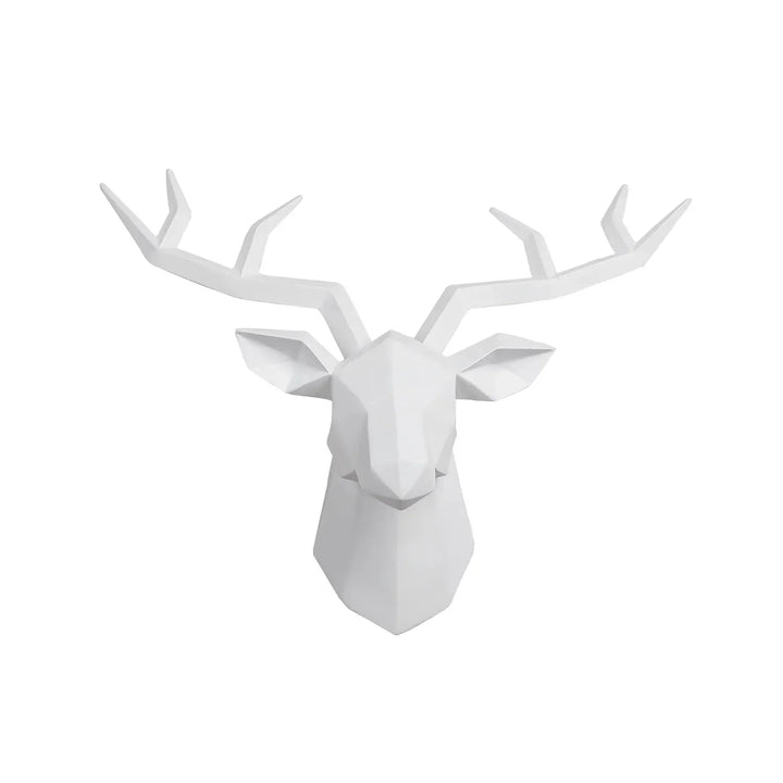 Lisslune | Deer Head Sculpture Animal Statue Figures Wall Hanging Creative Moose Art Antlers Statuette for Office Decor Wall Mounting