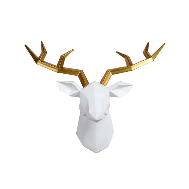 Lisslune | Deer Head Sculpture Animal Statue Figures Wall Hanging Creative Moose Art Antlers Statuette for Office Decor Wall Mounting