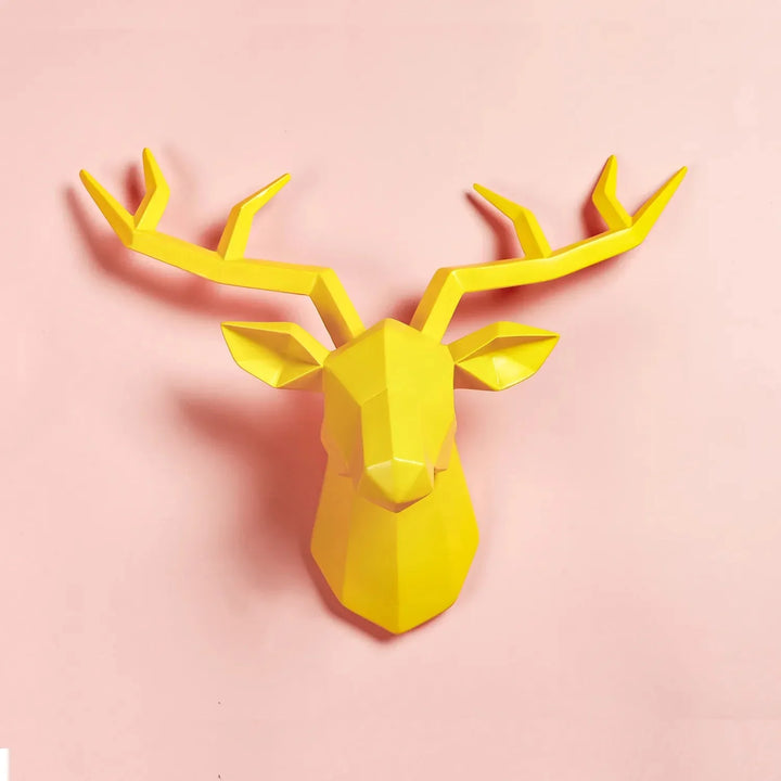 Lisslune | Deer Head Sculpture Animal Statue Figures Wall Hanging Creative Moose Art Antlers Statuette for Office Decor Wall Mounting