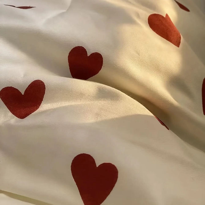 Lisslune | Heart Print Bedding Set – Soft Polyester Design