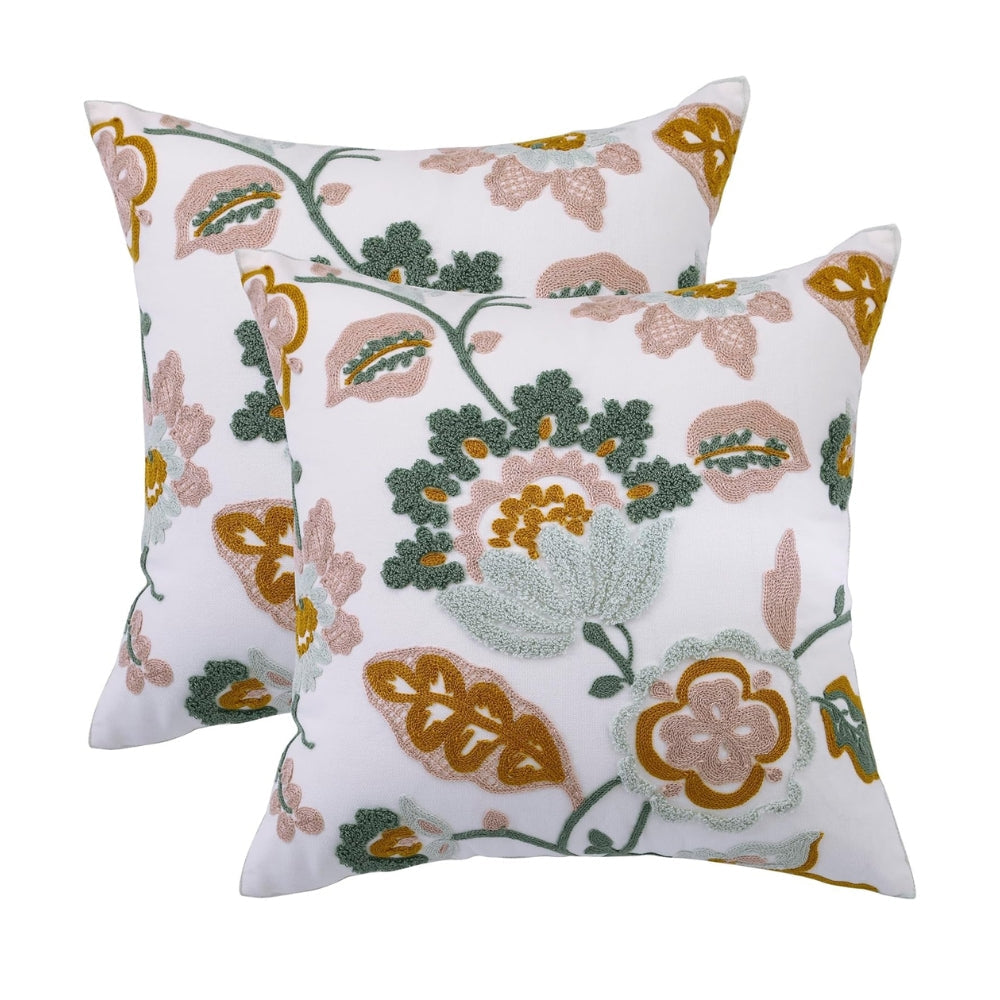 Lisslune | Denza Farmhouse Floral Tufted Cushion Cover