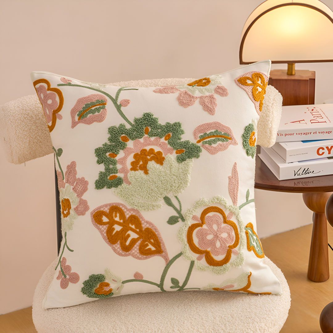 Lisslune | Denza Farmhouse Floral Tufted Cushion Cover