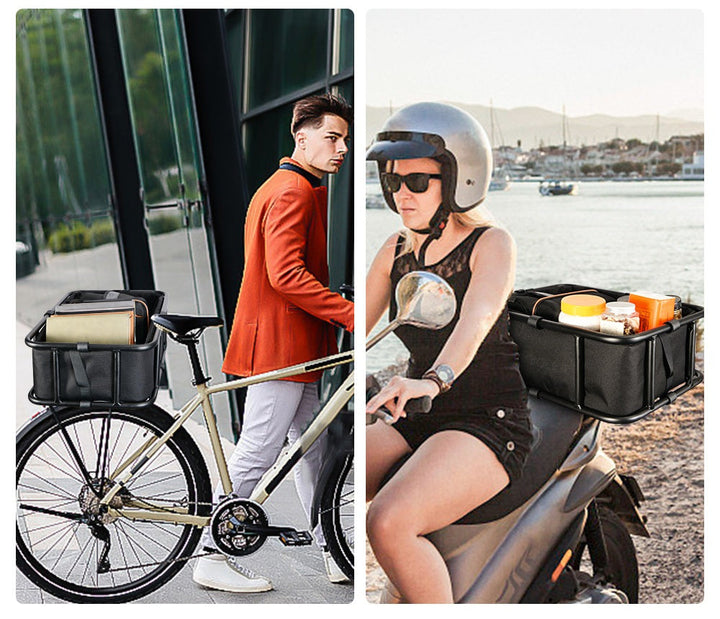 Lisslune | Heavy-Duty Rear Bike Basket with Rack – Large Metal Bicycle Carrier for Groceries, Commutes & E-Bikes