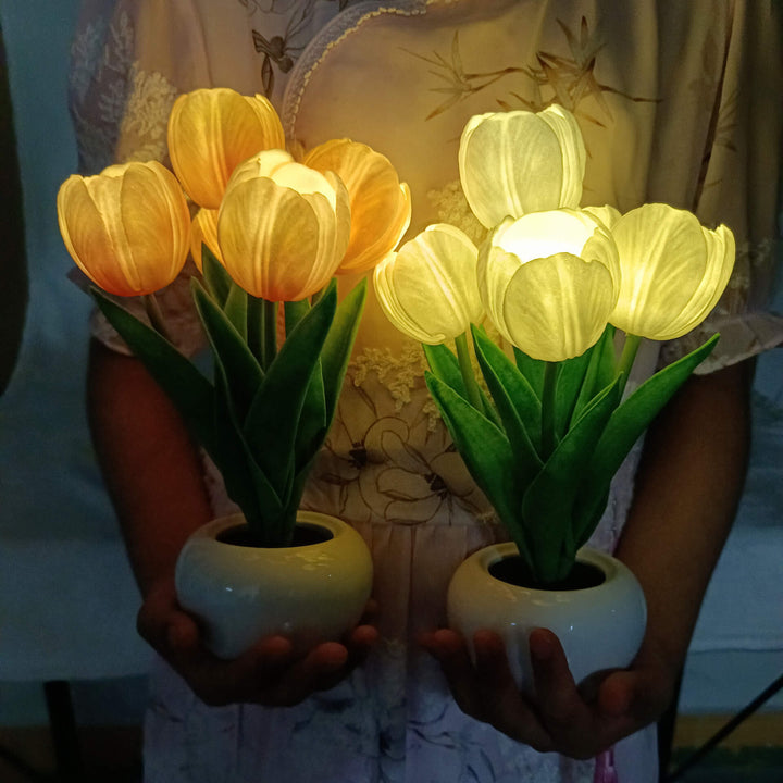 Lisslune | Modern Creative Simulation Tulip Peony LED Night Light Table Lamp