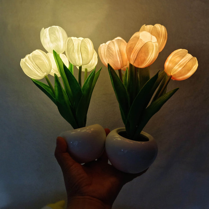Lisslune | Modern Creative Simulation Tulip Peony LED Night Light Table Lamp