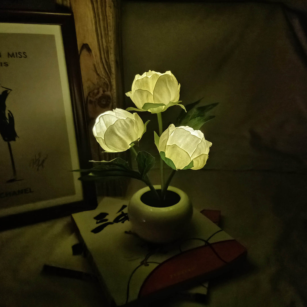Lisslune | Modern Creative Simulation Tulip Peony LED Night Light Table Lamp