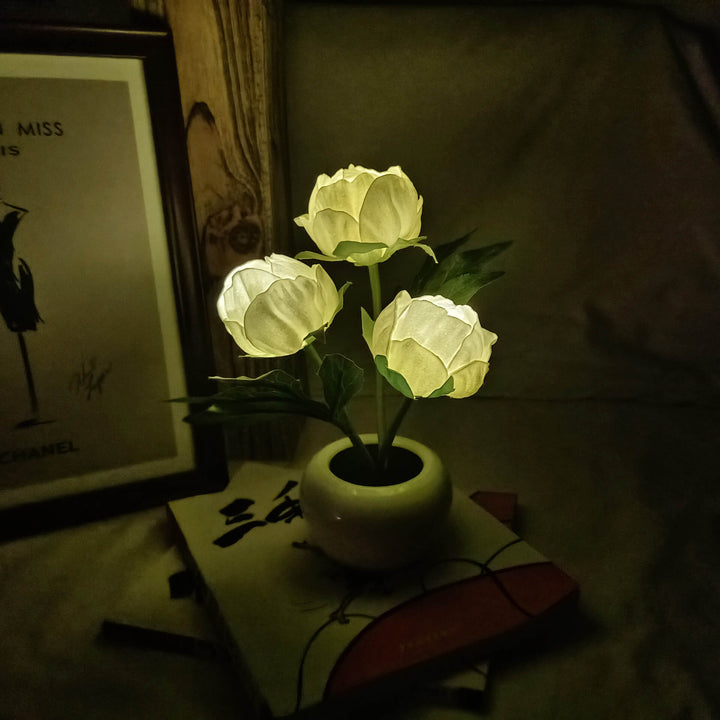 Lisslune | Modern Creative Simulation Tulip Peony LED Night Light Table Lamp