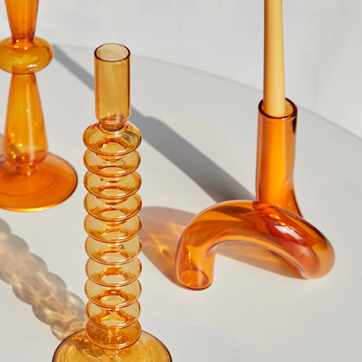 Rynx Colored Glass Twisted Candle Holder