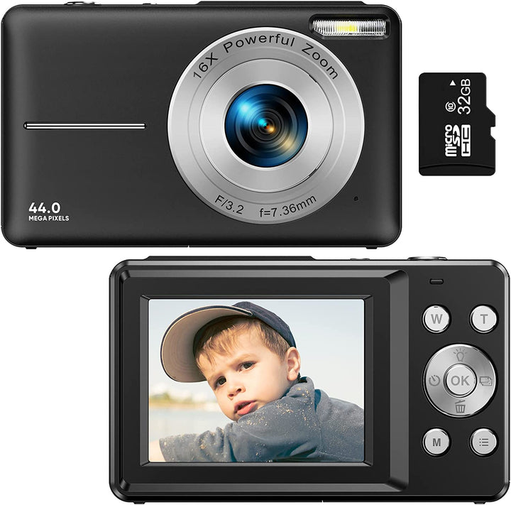 Lisslune | Portable Digital Camera 1080P 44MP with 16X Zoom – Compact Vlogging Camera with LCD Screen, Rechargeable, Perfect for Teens and Students