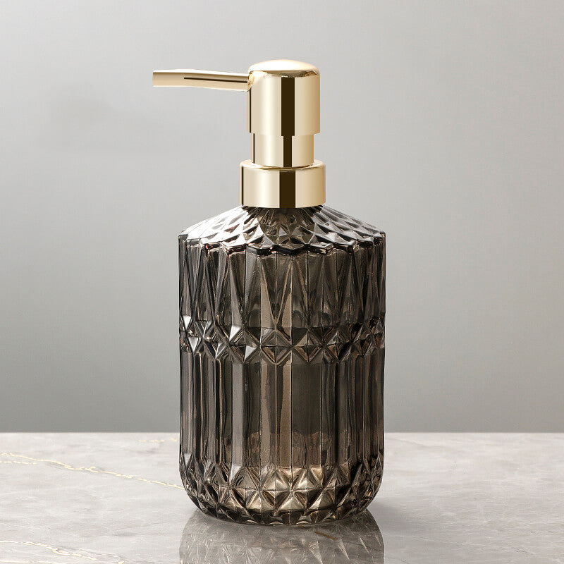 Lisslune | CrystalFoam Glass Soap Dispenser | Diamond Pattern Design | Elegant Storage for Soap | Modern Bathroom Decor