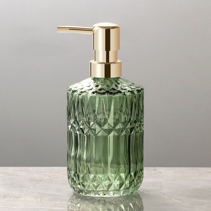 Lisslune | CrystalFoam Glass Soap Dispenser | Diamond Pattern Design | Elegant Storage for Soap | Modern Bathroom Decor