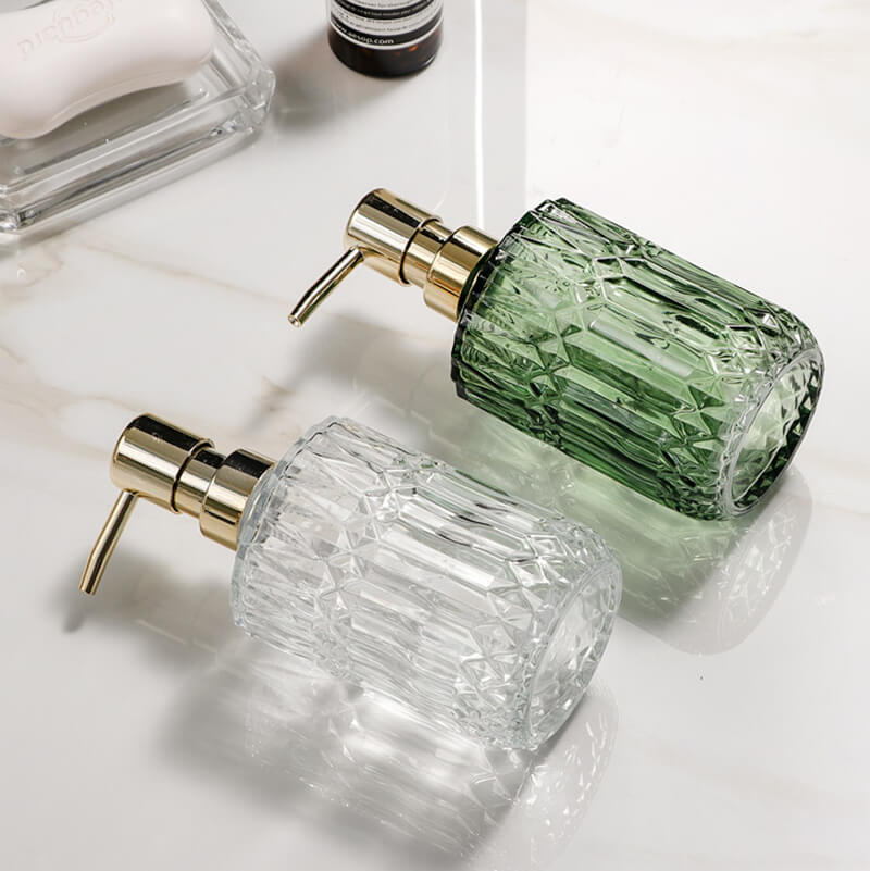 Lisslune | Diamond Pattern Glass Soap Dispenser