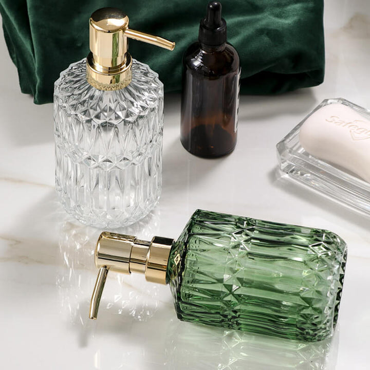 Lisslune | Diamond Pattern Glass Soap Dispenser