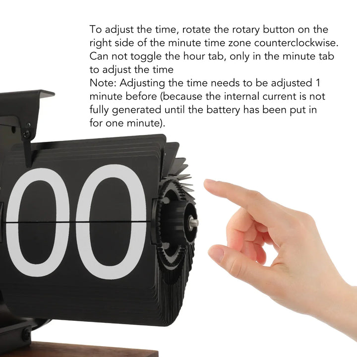 Lisslune | Silvara – Vintage Flip Down Clock in Walnut Wood | Retro Mechanical Design