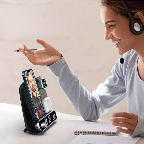 Lisslune | 3-in-1 Charging Station: Alarm Clock with iPhone Charger, Watch Stand, and Phone Charging Dock for Apple Devices