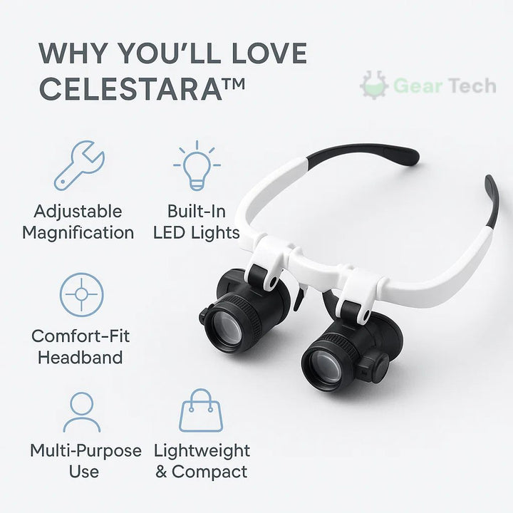 Lisslune | Celestara™ | LED Illuminated Precision Magnifier with Adjustable Brightness | Ideal for Reading, Hobbies & Detailed Work