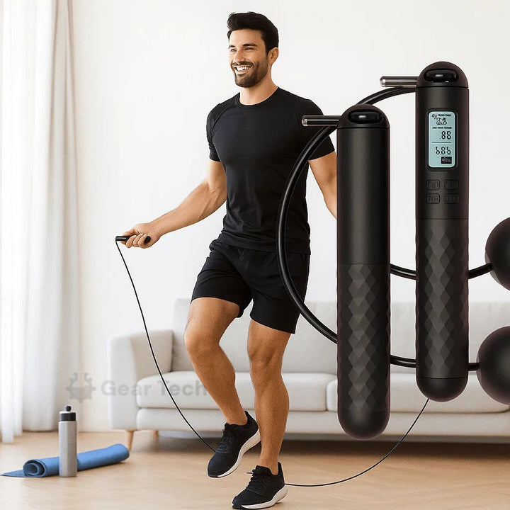 Lisslune | Weighted Cordless Jump Rope with Counter | Ergonomic, Tangle-Free Design for Home Workouts and Cardio Training