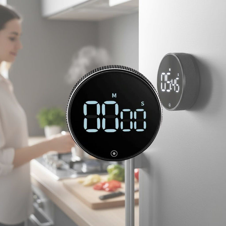 Lisslune | SmartTime Kitchen Timer | Easy One-Twist Operation, Large LED Display & Adjustable Alarm for Cooking, Studying & Classroom Use