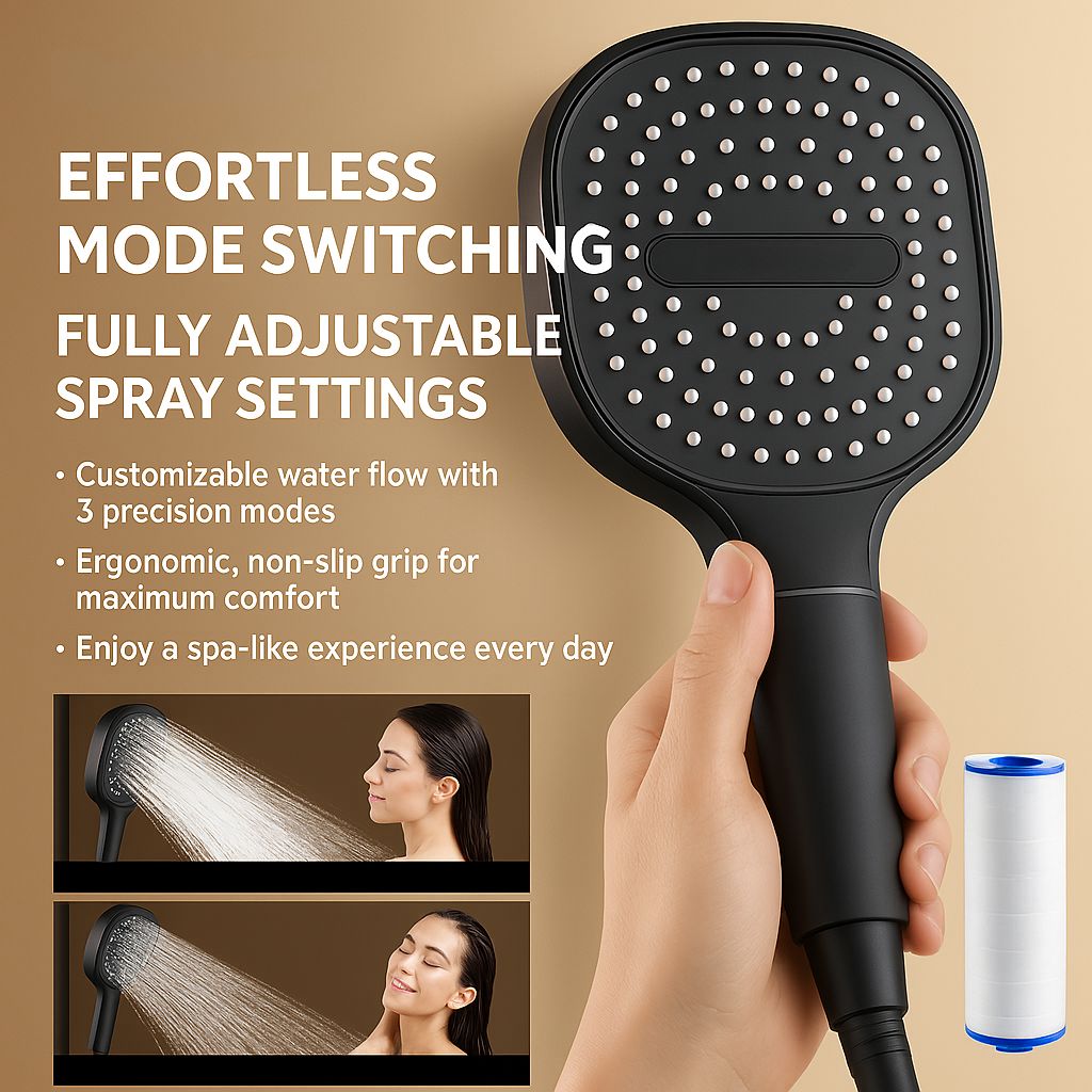 Lisslune | High-Pressure Shower Head | Turbo-Boost Technology & Advanced Filtration for Healthier Skin and Hair