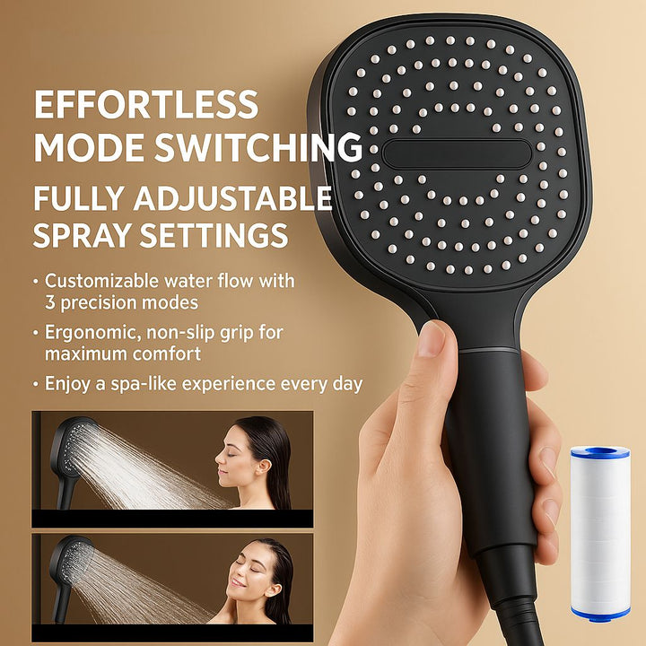 Lisslune | High-Pressure Shower Head | Turbo-Boost Technology & Advanced Filtration for Healthier Skin and Hair