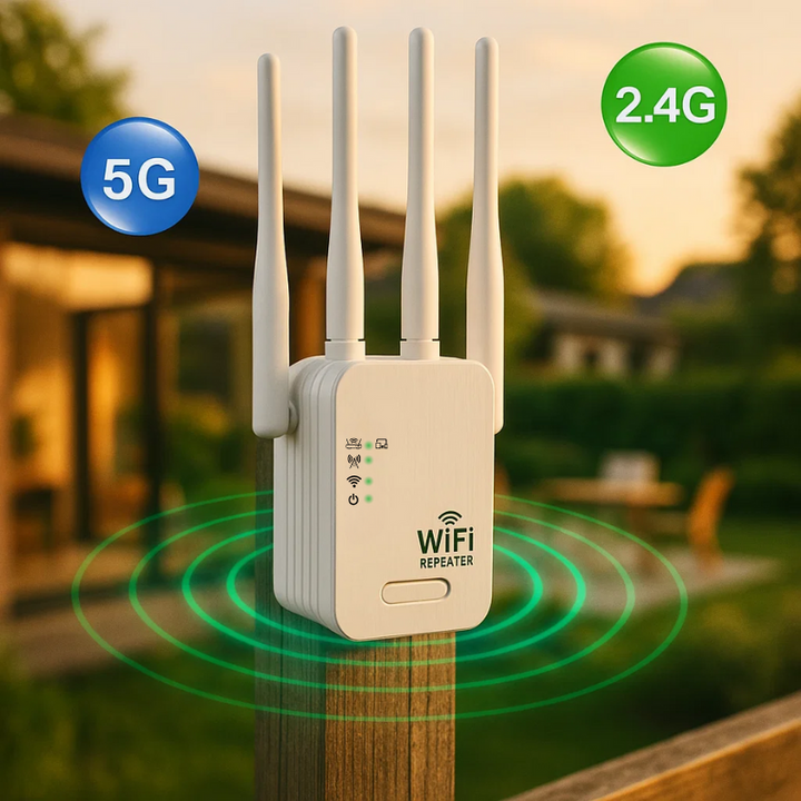 Lisslune | Long-Range Outdoor WiFi Booster | Dual-Band, 1200Mbps Speed for Total Coverage in Garden & Garage