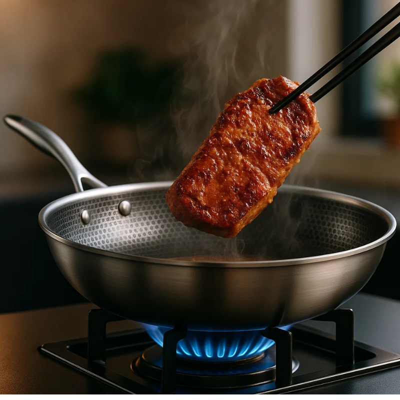 Lisslune | Stainless Steel Non-Stick Frying Pan | Durable, Ergonomic Design & Compatible with All Cooktops for Everyday Cooking