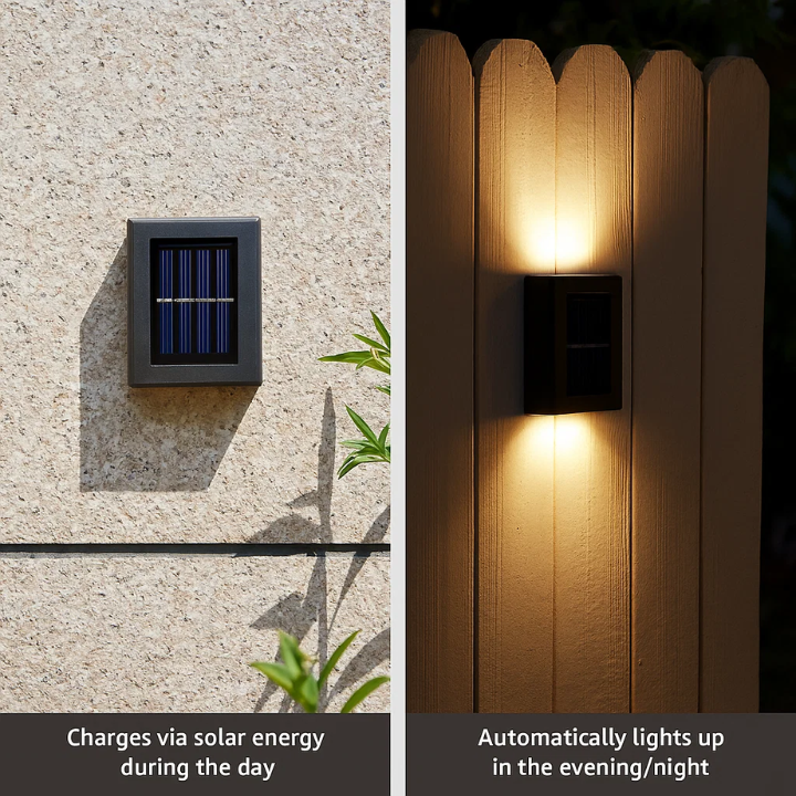 Lisslune | Solar-Powered LED Wall Lights | Weatherproof, Automatic Operation & Ideal for Garden and Driveway Illumination
