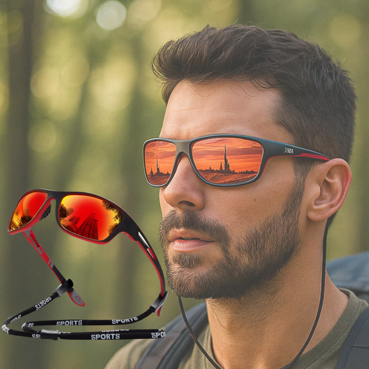 Lisslune | Mens Polarised Sports Sunglasses UK – UV400 Wrap Around Sunglasses for Cycling, Running & Outdoor Activities | Lightweight & Glare Protection