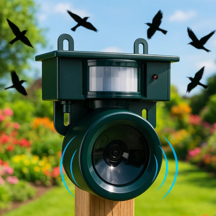 Lisslune | Motion Sensor Bird Deterrent for Crows: Ideal Pigeon Repeller with Sound Scarer