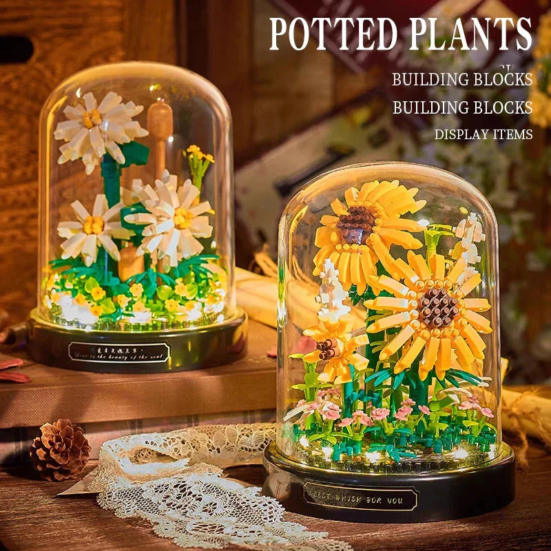 Lisslune | BloomBrick DIY Micro Flower Building Blocks | Mini Brick Puzzle | Home Decoration & Gift Idea for Kids
