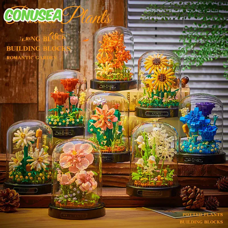 Lisslune | BloomBrick DIY Micro Flower Building Blocks | Mini Brick Puzzle | Home Decoration & Gift Idea for Kids