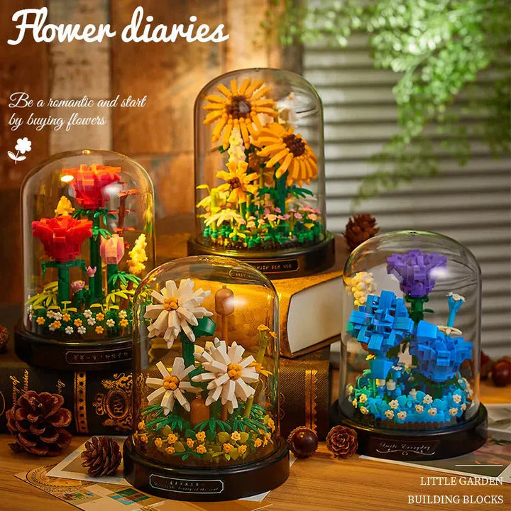 Lisslune | BloomBrick DIY Micro Flower Building Blocks | Mini Brick Puzzle | Home Decoration & Gift Idea for Kids