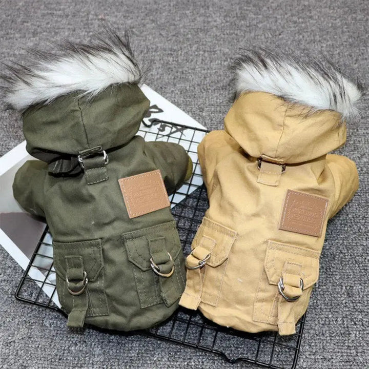 Lisslune | Dog jacket with fur trim hood - Dog and cat clothing