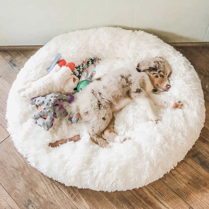 Lisslune | Beef Plush Calming Donut Dog Bed for Small to Large Dogs