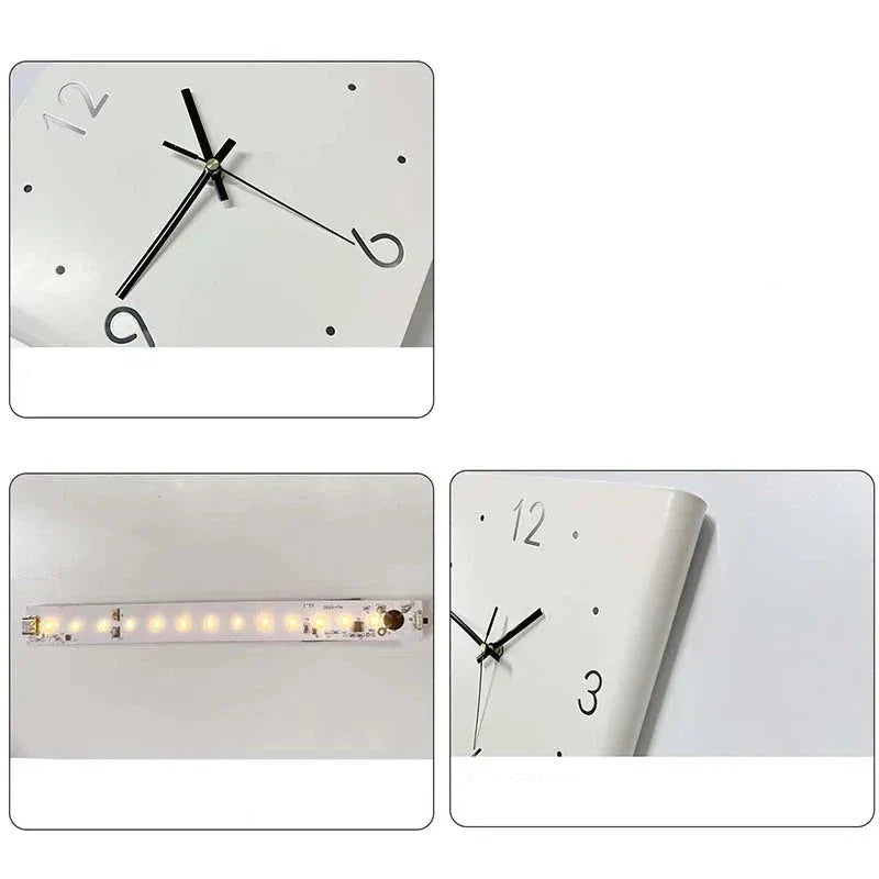 Lisslune | KLOKUUR | Square Wall Clock with Light | Minimalist | Modern Wall Clock | Simple Room Decoration