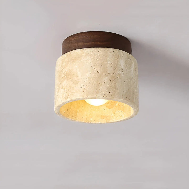 Lisslune | Rustic Travertine Ceiling Lamp - TravaGlow
