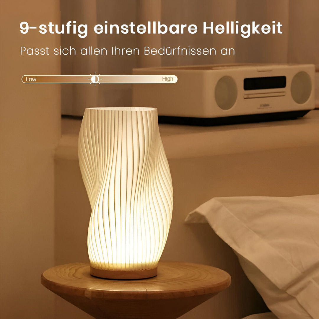 Lisslune | DreamWave - Modern cream-colored 3D wave lamp with elegant metal base